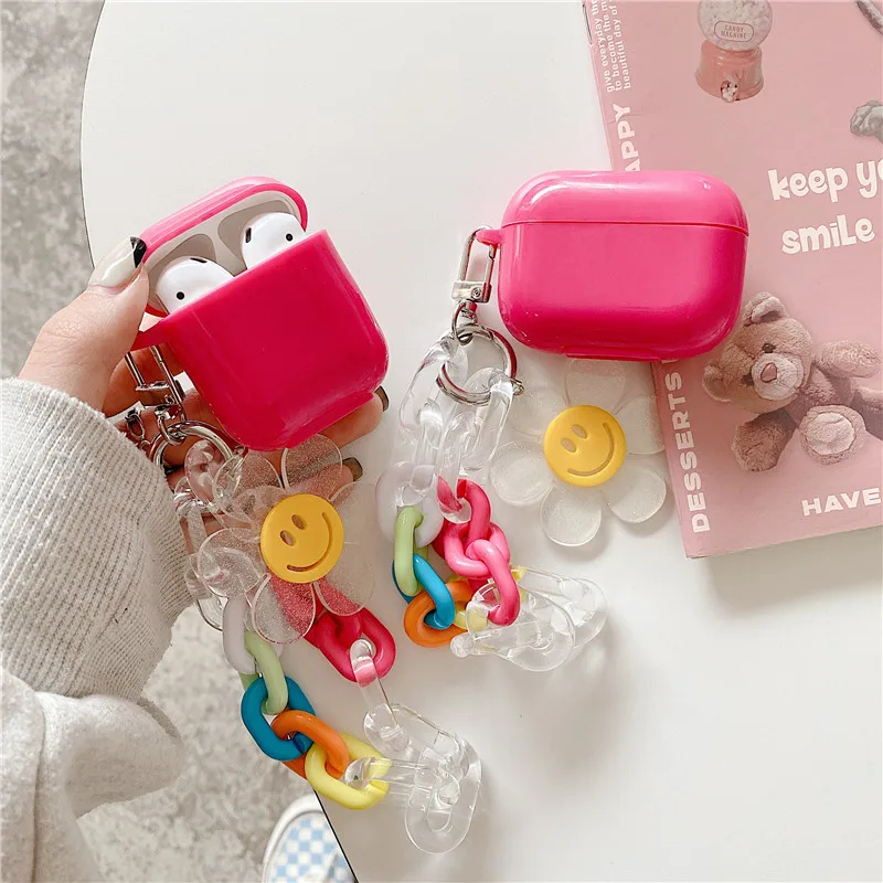 Cute Silicone Earphone Case For Apple AirPods 1 2 Pro Soft Protective Cover Accessories with Smile Sun Flower Keychain Bracelet
Cute Silicone Earphone Case For Apple AirPods 1 2 Pro Soft Protective Cover Accessories with Smile Sun Flower Keychain Bracelet
