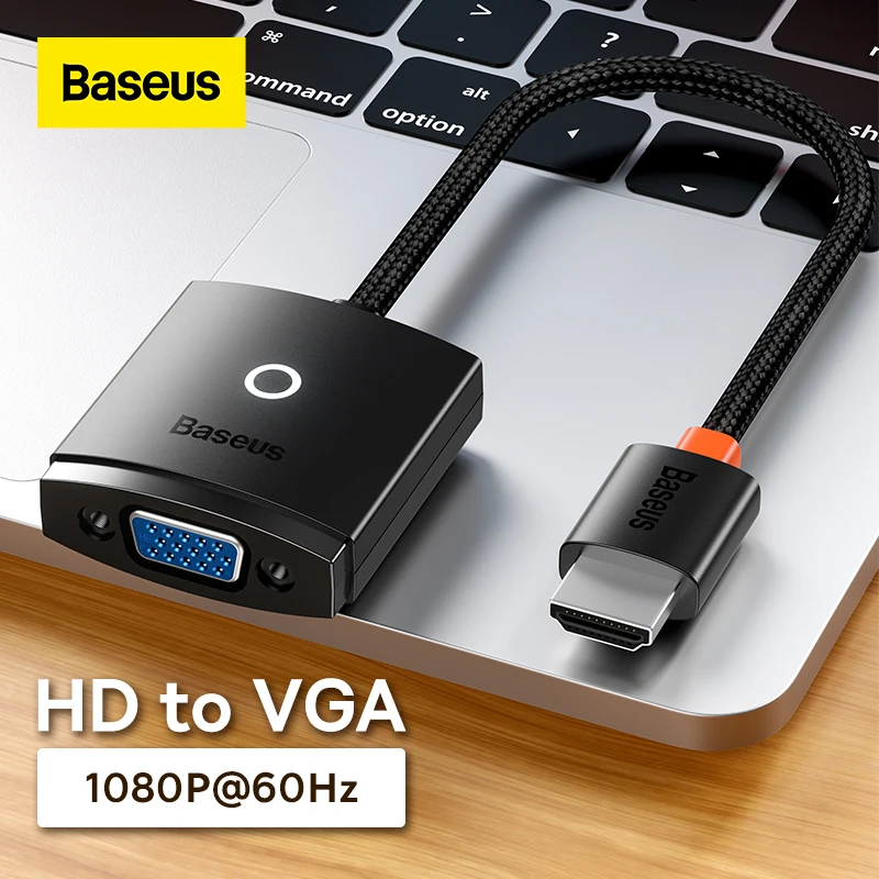 

Baseus HDMI-compatible to VGA Cable Adapter With Audio Power Supply for Laptop Projector Switch Xbox PS4 TV HD to VGA Converter