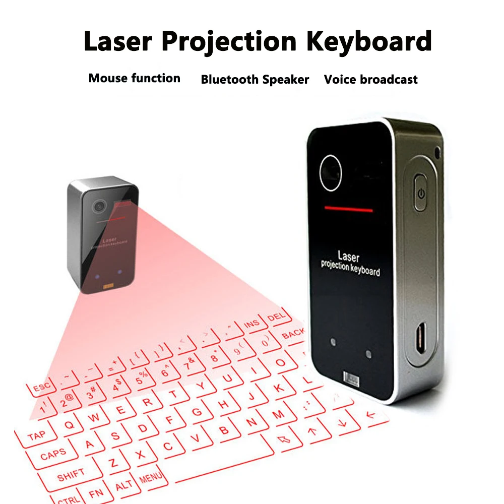 Bluetooth Virtual Laser Keyboard Portable Wireless Virtual Projection Keyboard with Mouse Function for Smartphone Tablet Laptop
Bluetooth Virtual Laser Keyboard Portable Wireless Virtual Projection Keyboard with Mouse Function for Smartphone Tablet Laptop