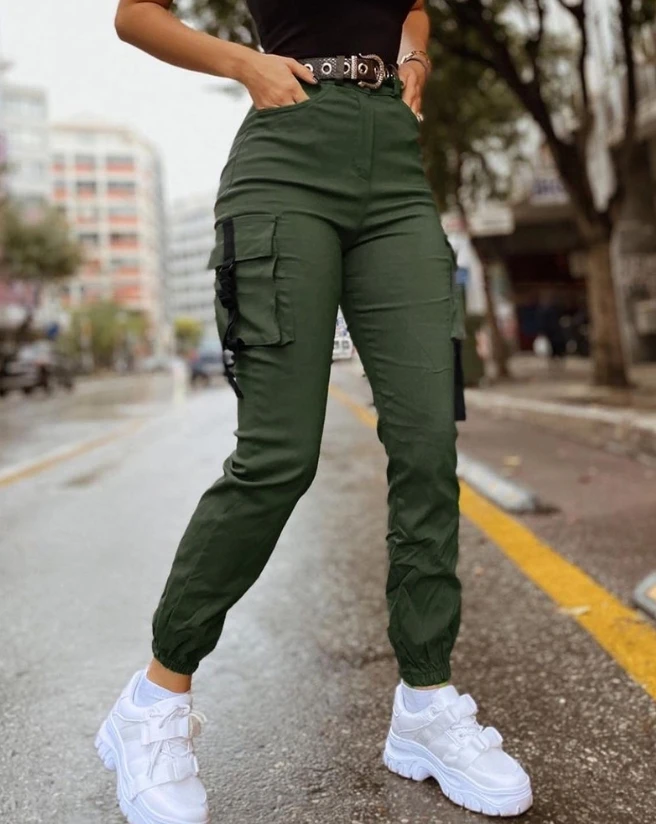 Women's Pants Spring Fashion Pocket Design Casual High Waisted Plain Skinny Daily Long Cuffed Cargo Pants Y2K Streetwear
Women's Pants Spring Fashion Pocket Design Casual High Waisted Plain Skinny Daily Long Cuffed Cargo Pants Y2K Streetwear
