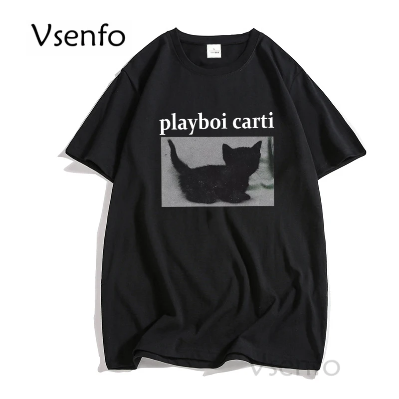 Футболка Playboi Carti в винтажном стиле 90-х свободная рубашка хип-хоп с надписью Hypebeast