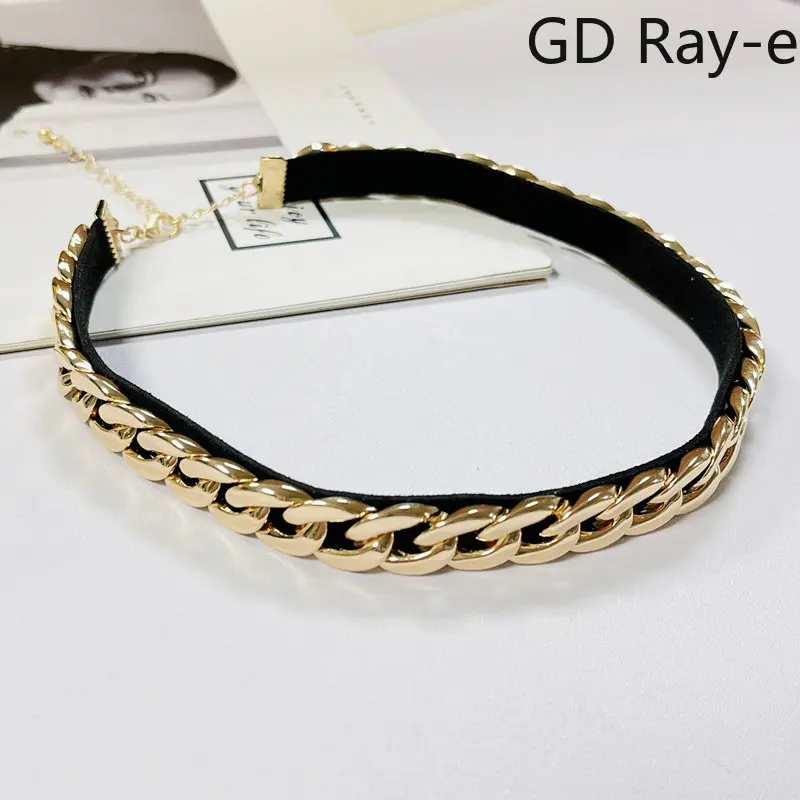 

Fashion Gold Color Thick Chain Choker Necklaces for Women Men Punk PU Leather Chunky CCB Chain Layered Necklace Jewelry Collar