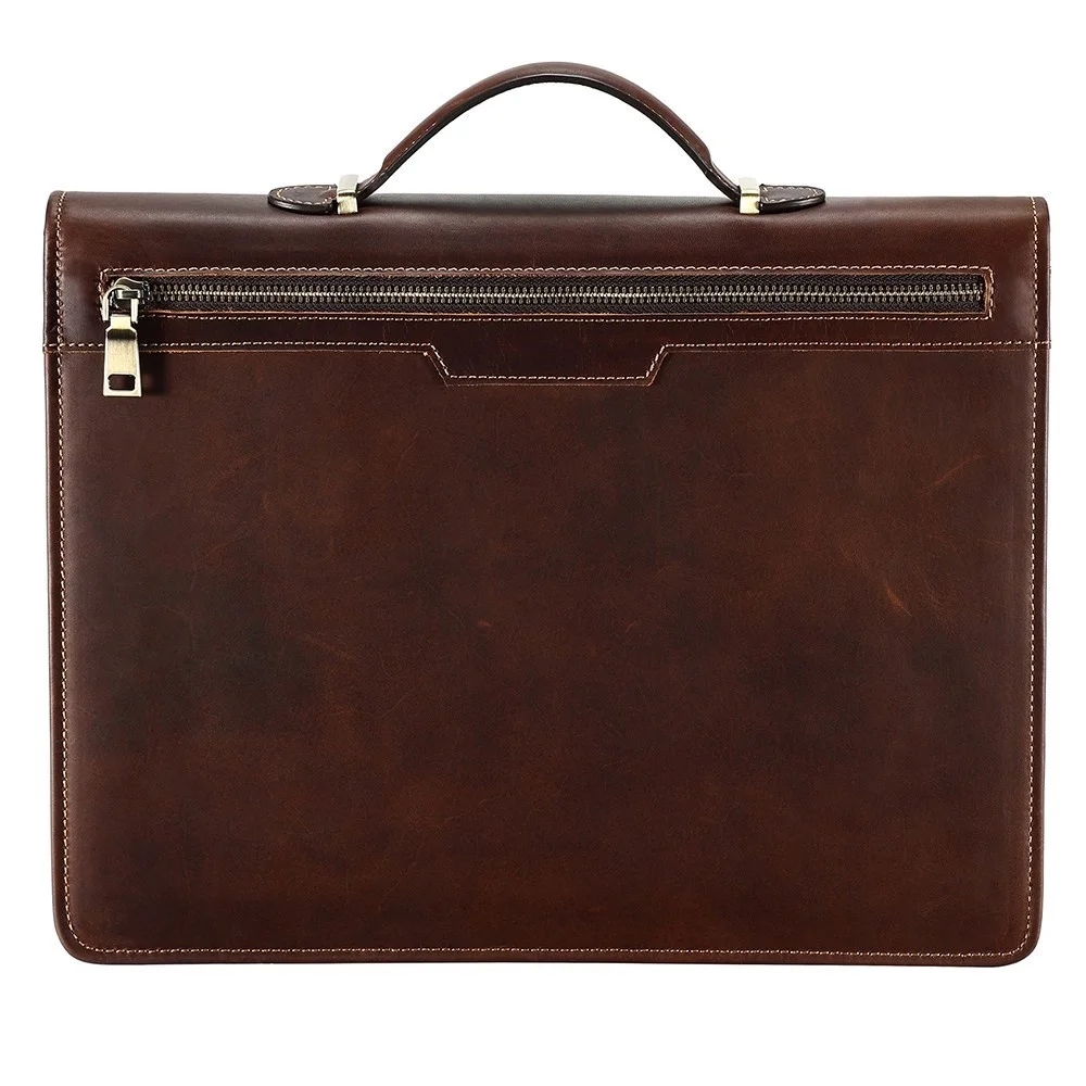 

Crazy Horse Leather Briefcase Top-Handle Bags 13.3" Laptop iPad Portfolio Case Business Office Document Bag Male New