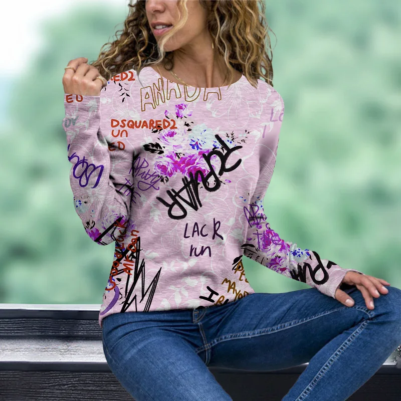 Harajuku Street Letter Printed T-Shirt Women 2022 Autumn New Fashion Casual Loose Long Sleeve Tee Shirts Ladie Oversized Tunics 
Harajuku Street Letter Printed T-Shirt Women 2022 Autumn New Fashion Casual Loose Long Sleeve Tee Shirts Ladie Oversized Tunics