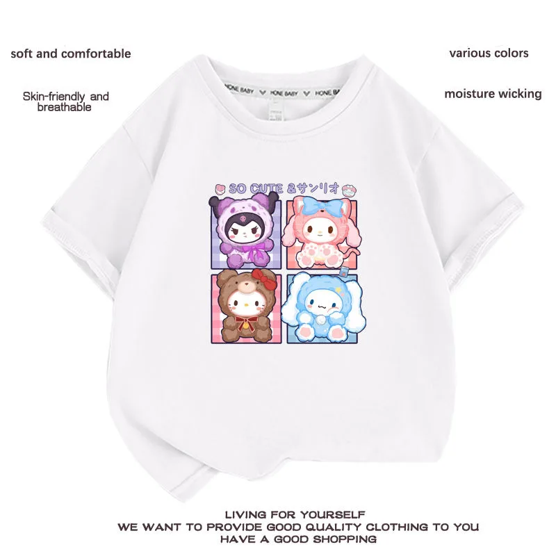 Sanrio Kuromi Hellokitty Mymelody Cinnamoroll Cartoon Top T-Shirt Children's Short Sleeve Summer Girls' T-Shirt Children's Wear
Sanrio Kuromi Hellokitty Mymelody Cinnamoroll Cartoon Top T-Shirt Children's Short Sleeve Summer Girls' T-Shirt Children's Wear