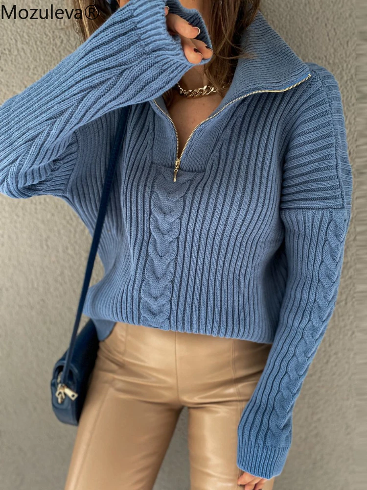 Mozuleva POLO Neck Sweater Lapel Collar Lazy Loose Relaxation Thin Autumn Winter Pure Woman Color Knitted Zipper Pullover
Mozuleva POLO Neck Sweater Lapel Collar Lazy Loose Relaxation Thin Autumn Winter Pure Woman Color Knitted Zipper Pullover