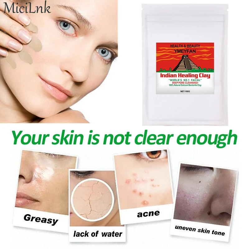 100g Indian Healing Clay Facial Mask Blackhead Remover Deep Cleansing Brightens Skin Tone Shrink Pores Moisturizing Skin Care 
100g Indian Healing Clay Facial Mask Blackhead Remover Deep Cleansing Brightens Skin Tone Shrink Pores Moisturizing Skin Care