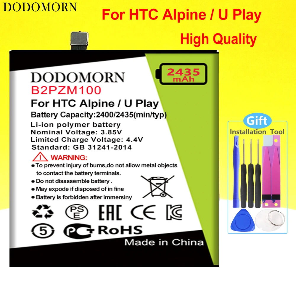 Аккумулятор DODOMORN B2PZM100 для HTC Alpine/ U Play TD-LTE мобильный телефон с двумя sim-картами высокое качество + номер отслеживания
Аккумулятор DODOMORN B2PZM100 для HTC Alpine/ U Play TD-LTE мобильный телефон с двумя sim-картами высокое качество + номер отслеживания