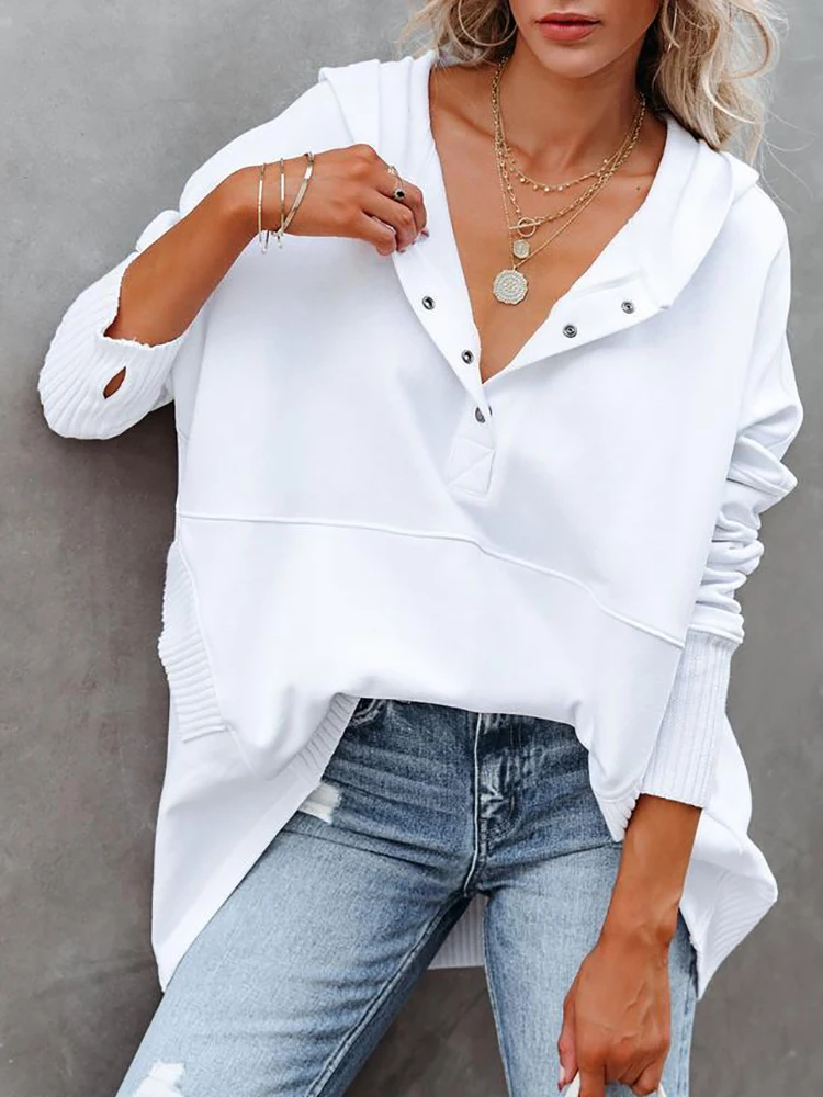 Women's Patchwork Pullover Tops Pockets Button V Neck Solid Hoodies G93 Long Sleeve emale Casual Sweatshirts Fashion Ladies
Women's Patchwork Pullover Tops Pockets Button V Neck Solid Hoodies G93 Long Sleeve emale Casual Sweatshirts Fashion Ladies