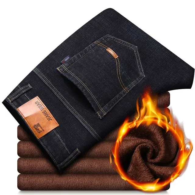 Men Winter Thicker Warm Jeans Fleece Denim Jeans Black Business Casual Pants High Quality Male Stretch Straight Fit Long Jeans 
Men Winter Thicker Warm Jeans Fleece Denim Jeans Black Business Casual Pants High Quality Male Stretch Straight Fit Long Jeans