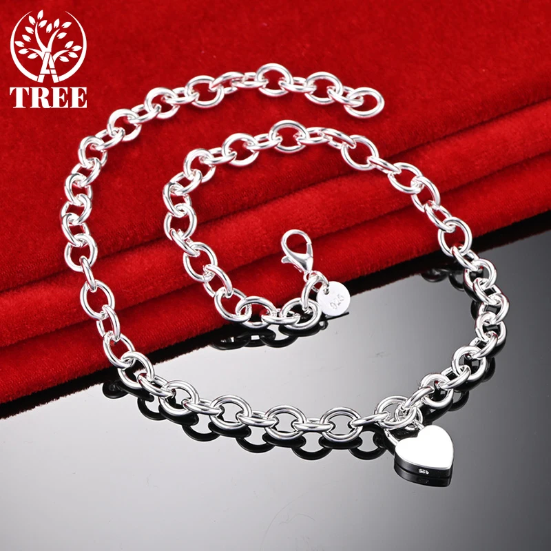 

ALITREE 925 Sterling Silver Beautiful 45cm Heart Lock Pendant Chain Necklaces For Women Party Lady Wedding Jewelry Birthday Gift