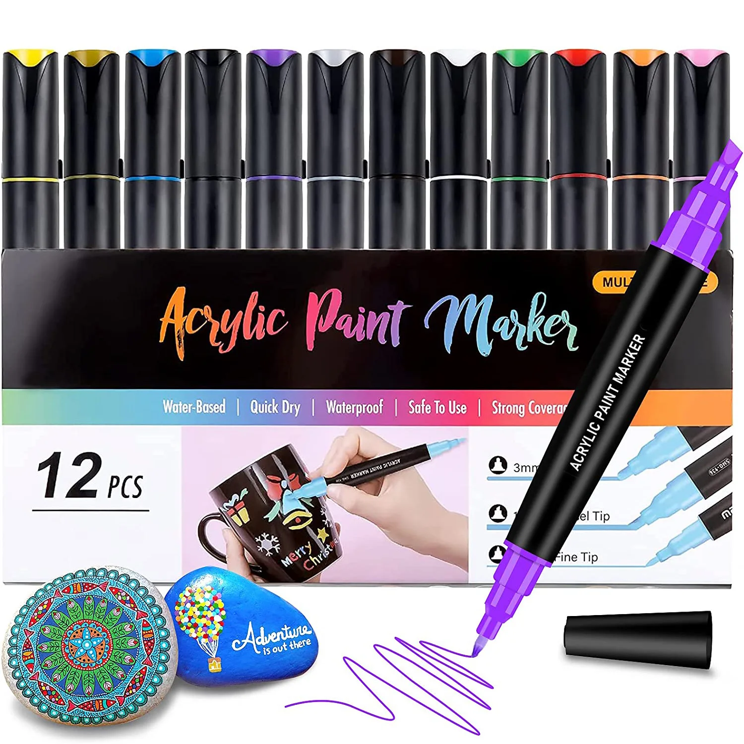 12 Colors Art Marker Acrylic Paint Pens Acrylic Paint Markers Pen with Fine Tip Medium Tip(0.7mm-5mm), Paint Pen for Any Surface
12 Colors Art Marker Acrylic Paint Pens Acrylic Paint Markers Pen with Fine Tip Medium Tip(0.7mm-5mm), Paint Pen for Any Surface