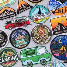 Mountain Camping Patch Embroidered Patches For Clothes DIY Iron On Patches For Clothing Adventure Outdoor Patches On Clothes Sew