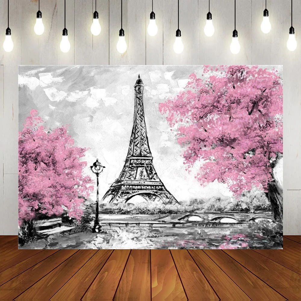 

Eiffel Tower Photography Backdrop Paris City Romantic Backdrop Background for French Landmark Studio Wedding Party Photo