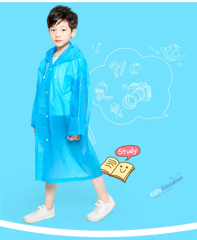 

1PCS EVA Children Raincoats Raincoat Thickened Waterproof EVA Rain Coat Kids Clear Transparent Tour Waterproof Rainwear Suit