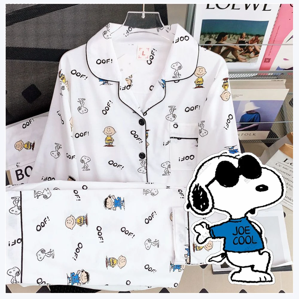 Kawaii Snoopy Pajama Anime Cartoon Long Sleeve Trousers Set Woman Frame Fashion Set Home Outdoor Wear Girls Gifts Spring Autumn
Kawaii Snoopy Pajama Anime Cartoon Long Sleeve Trousers Set Woman Frame Fashion Set Home Outdoor Wear Girls Gifts Spring Autumn