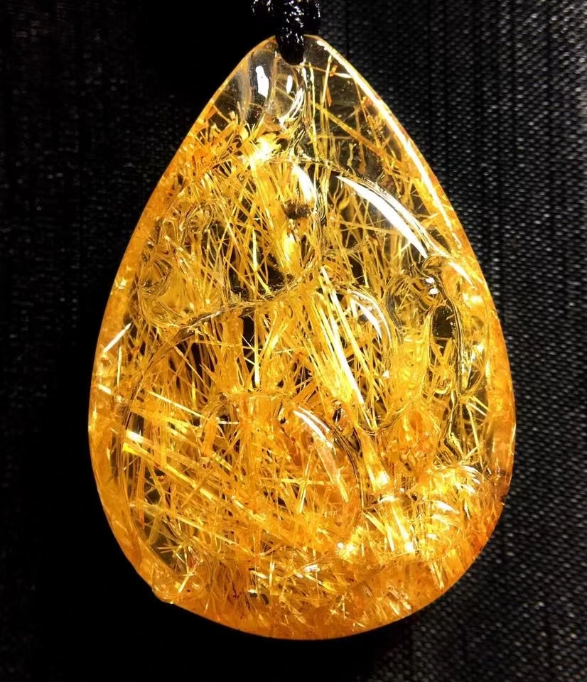 Natural Gold Rutilated Quartz Pendant 40.28.10mm Water Drop Rabbit Carved Necklace Gold Rutilated Quartz Women Men AAAAAA
Natural Gold Rutilated Quartz Pendant 40.28.10mm Water Drop Rabbit Carved Necklace Gold Rutilated Quartz Women Men AAAAAA