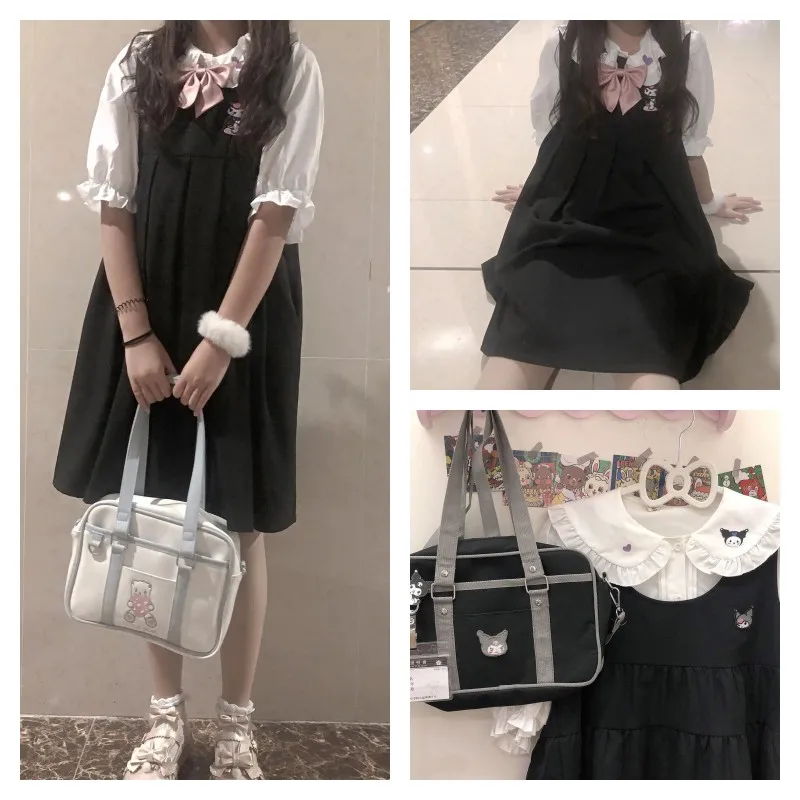Sanrio Summer Y2K New Fashion Kawaii Kuromi Short-Sleeved Shirt Halter Dress Lolita Cute Girl Thin Section College Wind Dresse
Sanrio Summer Y2K New Fashion Kawaii Kuromi Short-Sleeved Shirt Halter Dress Lolita Cute Girl Thin Section College Wind Dresse