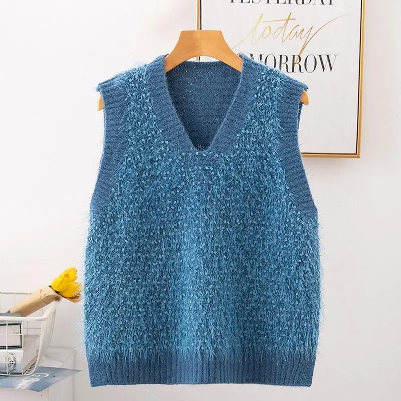 Blue RU Korean Spring Fall Fur Furry Plush V-neck Knit Sleeveless Sweater Vest Loose Coat Outcoat Lady Top Cloth for Women girl
Blue RU Korean Spring Fall Fur Furry Plush V-neck Knit Sleeveless Sweater Vest Loose Coat Outcoat Lady Top Cloth for Women girl