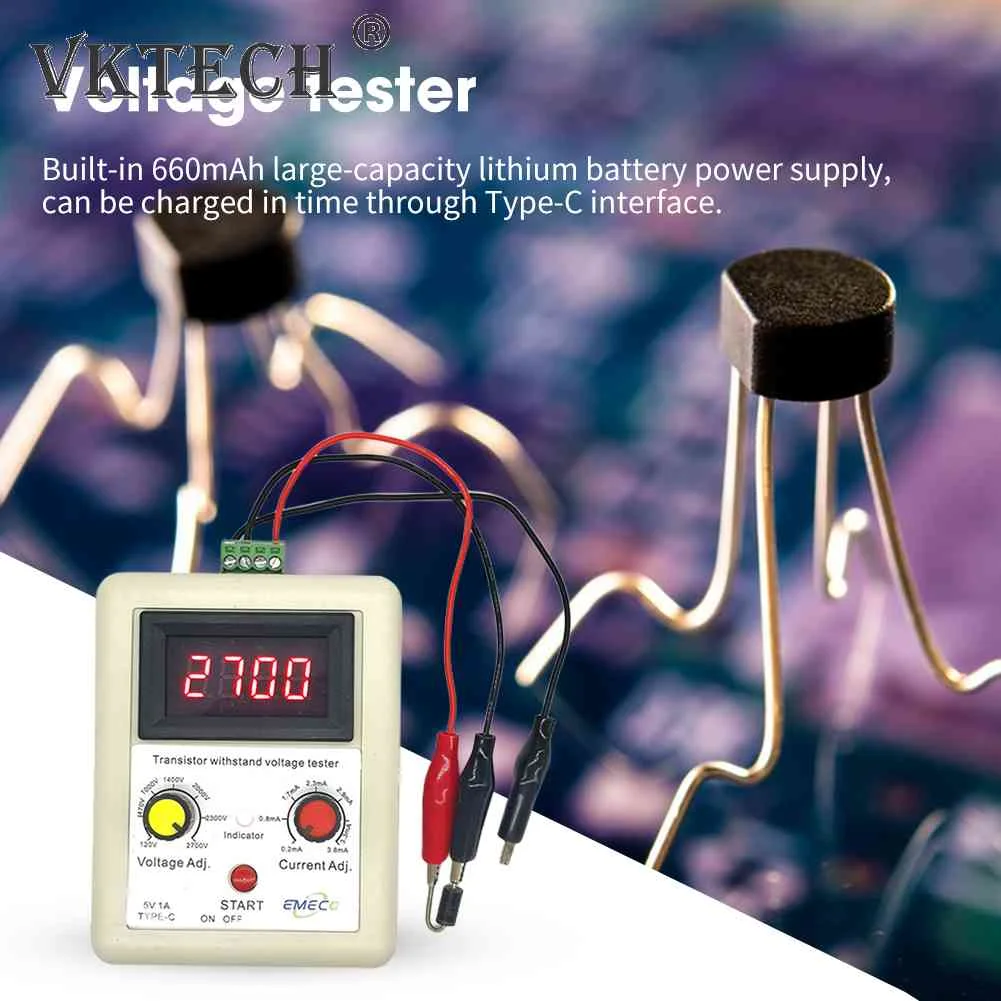 New 110V-2600V Voltage Capability Tester Diode MOS Triode Digital Voltmeter Testing Tool Transistor Withstand Voltage Tester
New 110V-2600V Voltage Capability Tester Diode MOS Triode Digital Voltmeter Testing Tool Transistor Withstand Voltage Tester