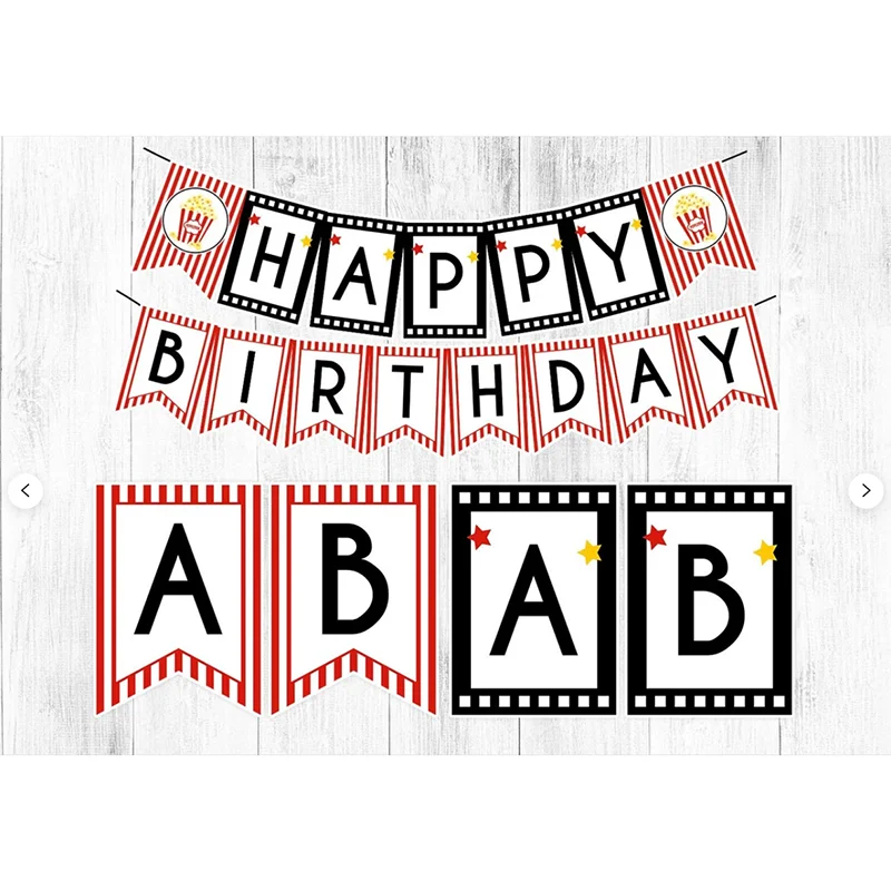 Movie Night themed Happy Birthday banner, popcorn inspired birthday party decorations
Movie Night themed Happy Birthday banner, popcorn inspired birthday party decorations