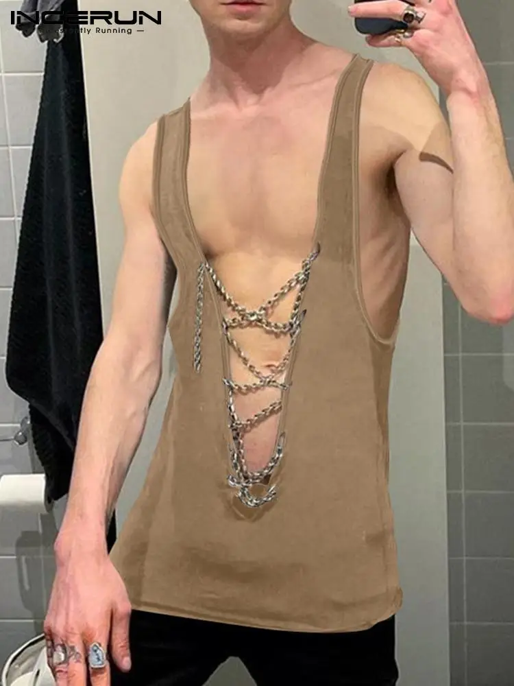 INCERUN Men Tank Tops Solid Lace Up Sexy Deep V Neck Sleeveless Vests 2022 Streetwear Fitness Fashion Casual Men Clothing 5XL 7
INCERUN Men Tank Tops Solid Lace Up Sexy Deep V Neck Sleeveless Vests 2022 Streetwear Fitness Fashion Casual Men Clothing 5XL 7