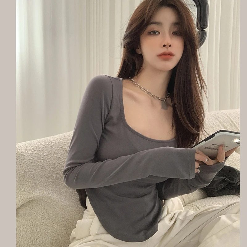 Spring Autumn Long Sleeve Thick Brushed U-Neck Tops Slim Knitted Bottom T Shirt Korean Fashion Women Clothing Harajuku Pullovers
Spring Autumn Long Sleeve Thick Brushed U-Neck Tops Slim Knitted Bottom T Shirt Korean Fashion Women Clothing Harajuku Pullovers