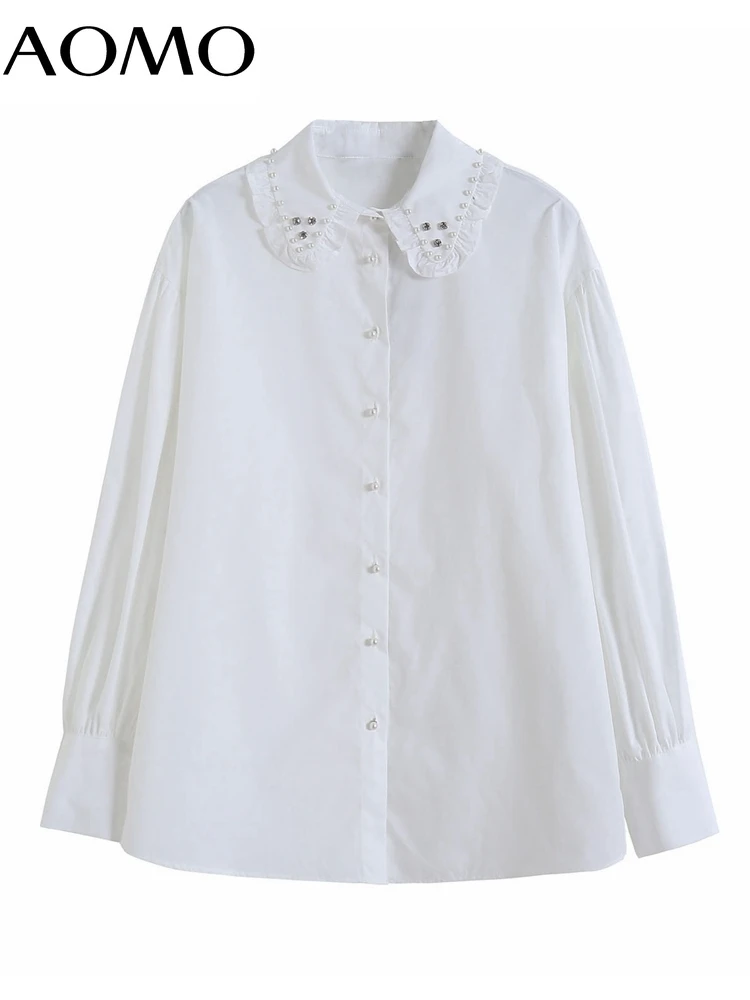 AOMO Women Spring Oversized Beading Pearl White Blouses Vintage Peter Pan Collar Long Sleeve Female Shirts Blusas BE341A
AOMO Women Spring Oversized Beading Pearl White Blouses Vintage Peter Pan Collar Long Sleeve Female Shirts Blusas BE341A