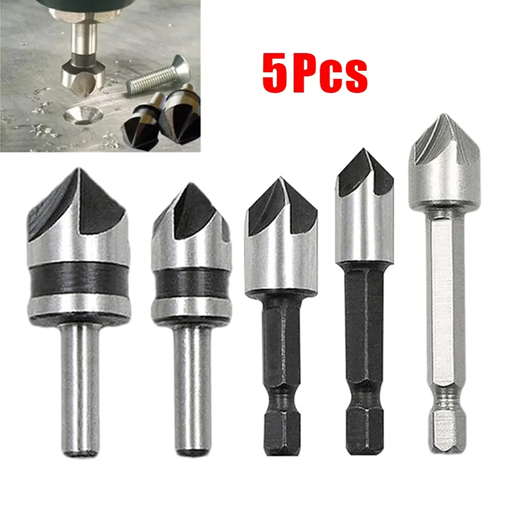5pc 5 Flute HSS Counter Sink Drill Bit Set Industrial Countersink Drill 82 Degree 1/4" Shank Metal Working Chamfering Bits Tools
5pc 5 Flute HSS Counter Sink Drill Bit Set Industrial Countersink Drill 82 Degree 1/4" Shank Metal Working Chamfering Bits Tools
