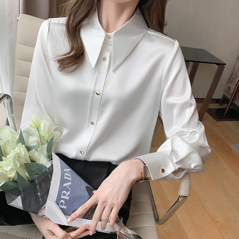 Autumn Spring Silk Satin Blouses Women Long Sleeve Shirts Tops Casual Elegant Slim Top Korean Office Lady Blouse Shirt Clothing
Autumn Spring Silk Satin Blouses Women Long Sleeve Shirts Tops Casual Elegant Slim Top Korean Office Lady Blouse Shirt Clothing