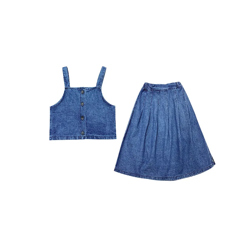 2022 Spring New Fashion Comfortable Casual Suit Tops Suspenders Skirts Korean Denim Skirts for Girls To WearBoutiqueKidsClothing
2022 Spring New Fashion Comfortable Casual Suit Tops Suspenders Skirts Korean Denim Skirts for Girls To WearBoutiqueKidsClothing