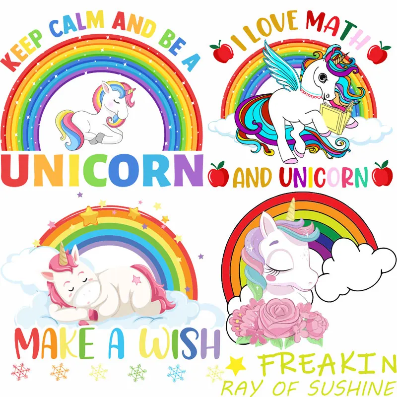 

Cute Horse Patches on Clothes Little Pony Iron-on Transfers for Clothing Diy Rainbow Angel Unicorn Stickers Thermoadhesive Patch