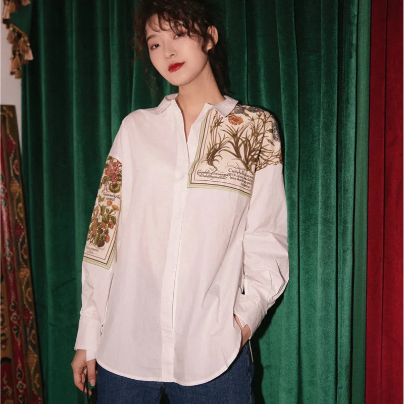 2022 spring clothes for women Botany Atlas Printing White Shirt loose casual design long sleeve blouse B094
2022 spring clothes for women Botany Atlas Printing White Shirt loose casual design long sleeve blouse B094