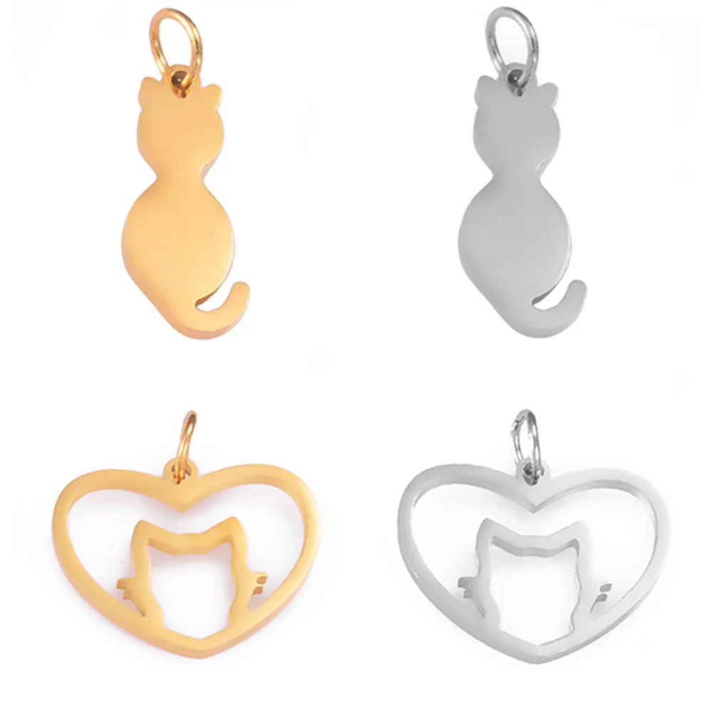 5pcs/lot Lovely Cat DIY Charms Wholesale Stainless Steel Kitty Pendant Connect Charm For DIY Necklaces Bracelet Jewelry Making
5pcs/lot Lovely Cat DIY Charms Wholesale Stainless Steel Kitty Pendant Connect Charm For DIY Necklaces Bracelet Jewelry Making