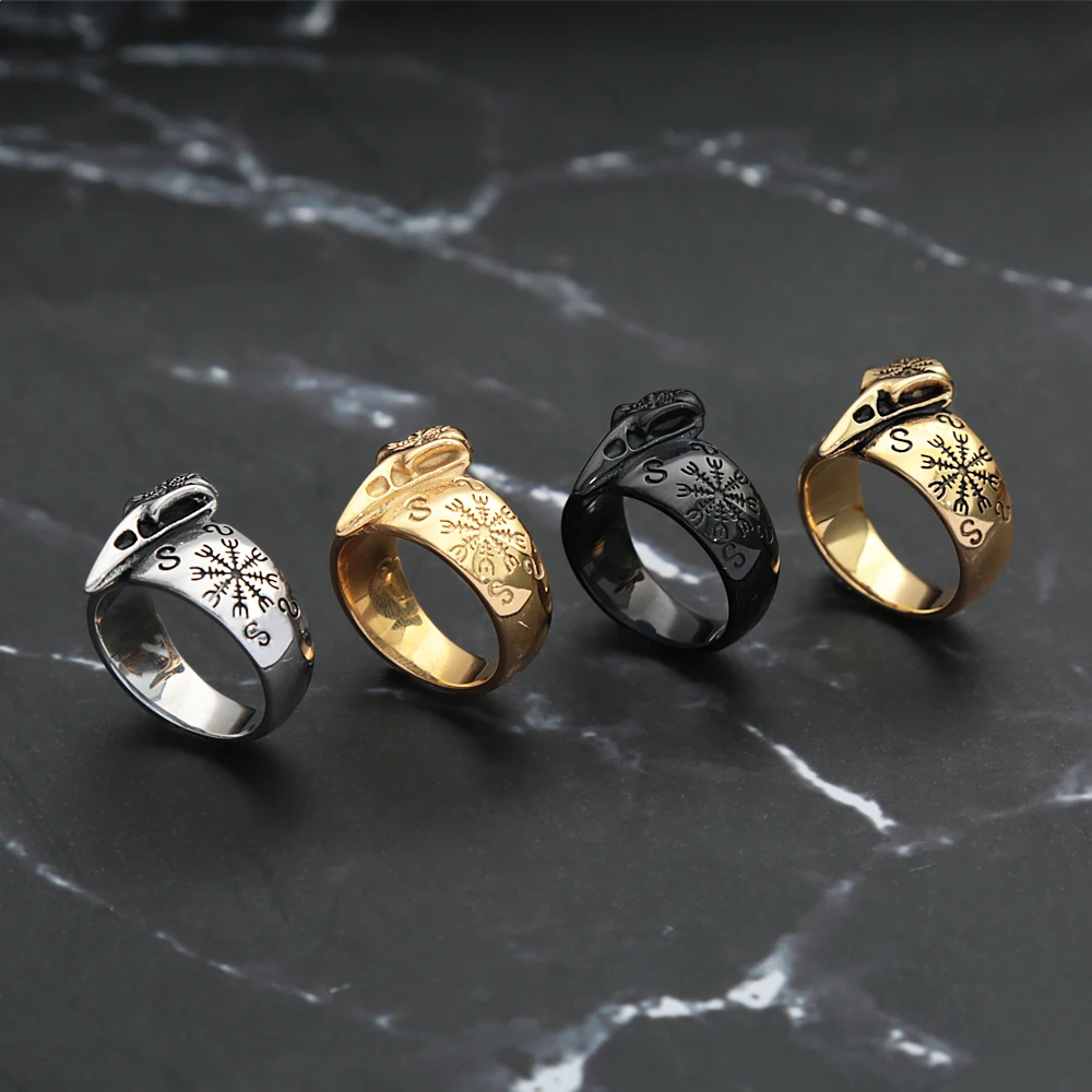 316L Stainless Steel Viking Crow Skull Ring Mens Nordic Compass Rings Cool Male Punk Rock Nordic Amulet Jewelry Gifts
316L Stainless Steel Viking Crow Skull Ring Mens Nordic Compass Rings Cool Male Punk Rock Nordic Amulet Jewelry Gifts