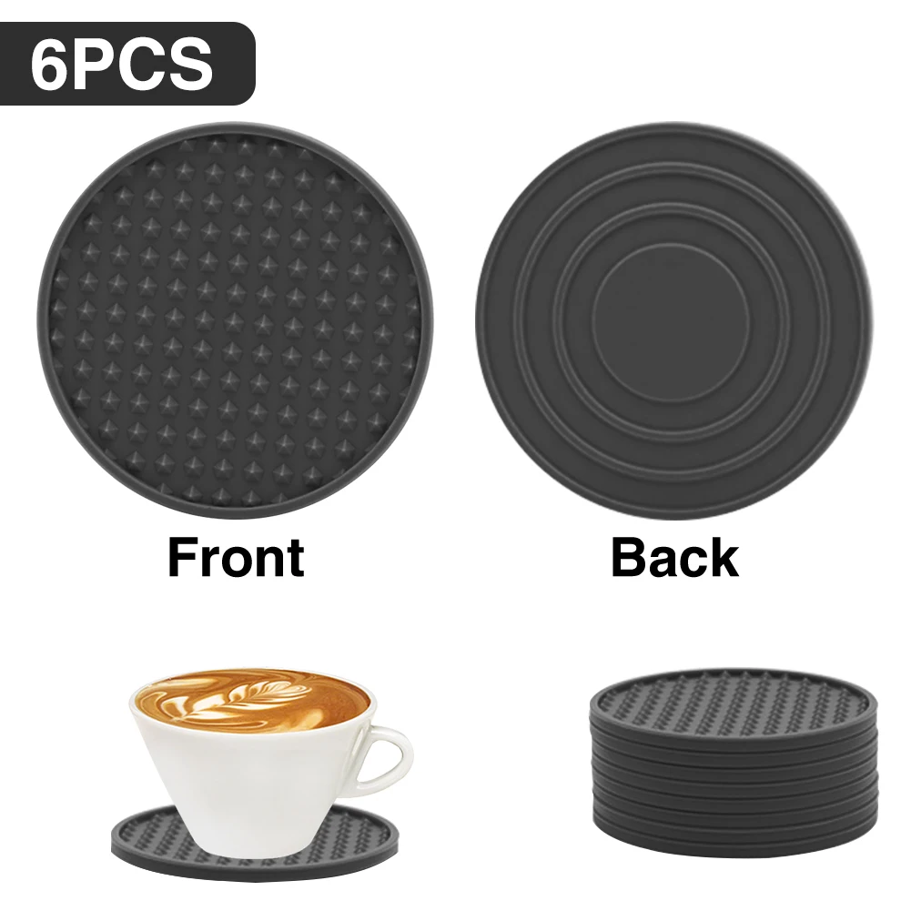 Silicone Black Drink Coasters Set of 7 Non-slip Round Soft Cup Coasters for Bar and House
Silicone Black Drink Coasters Set of 7 Non-slip Round Soft Cup Coasters for Bar and House