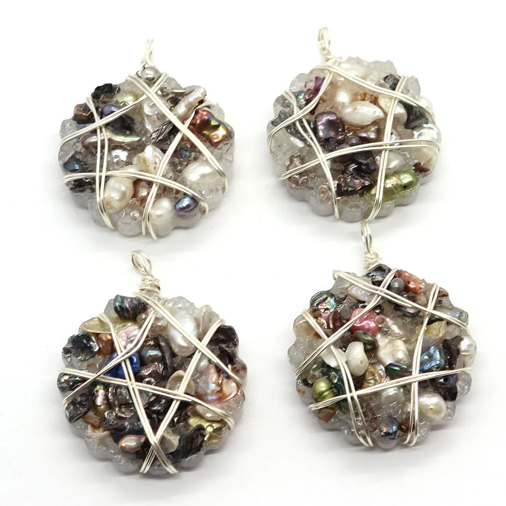 Natural Pearl Resin Winding Round Pendant Charm Fashion DIY Necklace Earrings 33-45mm Women's Exquisite All-match Accessories
Natural Pearl Resin Winding Round Pendant Charm Fashion DIY Necklace Earrings 33-45mm Women's Exquisite All-match Accessories