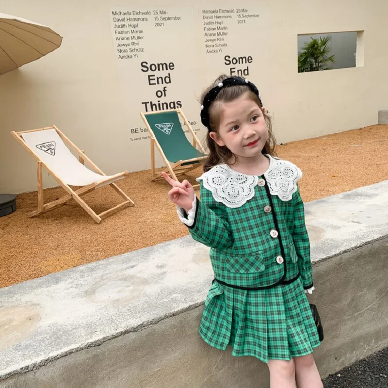 Children'S Clothing Spring And Autumn Girls Checkerboard Plaid Suit Girls Lace Collar Jacket Pleated Skirt Two-Piece Set
Children'S Clothing Spring And Autumn Girls Checkerboard Plaid Suit Girls Lace Collar Jacket Pleated Skirt Two-Piece Set