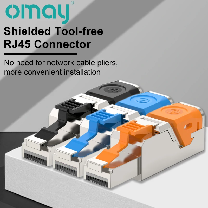 Cat6A Cat7 Cat8 Modular Ethernet Connector RJ45 Shielded Plug Field Tool Free Easy Metal Die-Cast Termination Conector OMAY
Cat6A Cat7 Cat8 Modular Ethernet Connector RJ45 Shielded Plug Field Tool Free Easy Metal Die-Cast Termination Conector OMAY