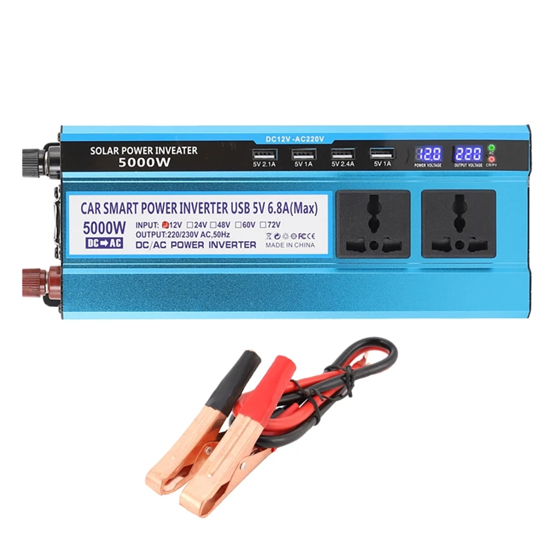 5000W Solor Car Power Inverter 4 USB Charger DC 12V To AC 220V Voltage Transformer Adapter Charging Converter
5000W Solor Car Power Inverter 4 USB Charger DC 12V To AC 220V Voltage Transformer Adapter Charging Converter
