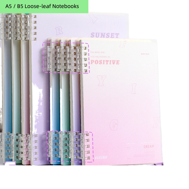Gradient A5/b5 Loose-leaf Binder Notebooks Coil Line Pages 60 Sheets Of Inner Paper Pp Cover Pink Blue Green Purple
Gradient A5/b5 Loose-leaf Binder Notebooks Coil Line Pages 60 Sheets Of Inner Paper Pp Cover Pink Blue Green Purple