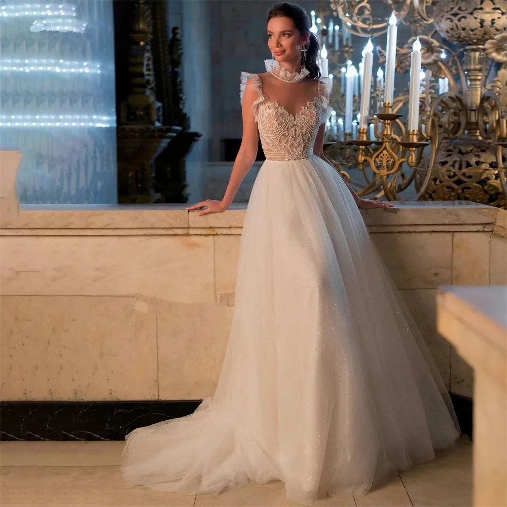 Luxury Vintage Lace Wedding Dresses Vestido de novia Ruched A-Line Appliques Bride Gowns Glitter 2022 Bride Dress robe de mariée
Luxury Vintage Lace Wedding Dresses Vestido de novia Ruched A-Line Appliques Bride Gowns Glitter 2022 Bride Dress robe de mariée