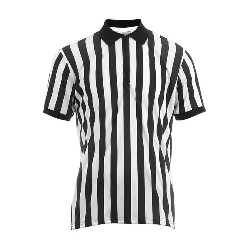 

Striped Referee Shirt Breathable Collared Short Sleeve T Shirt Black White Sports Clothes Striped Shirt for Women Men Adults Hot