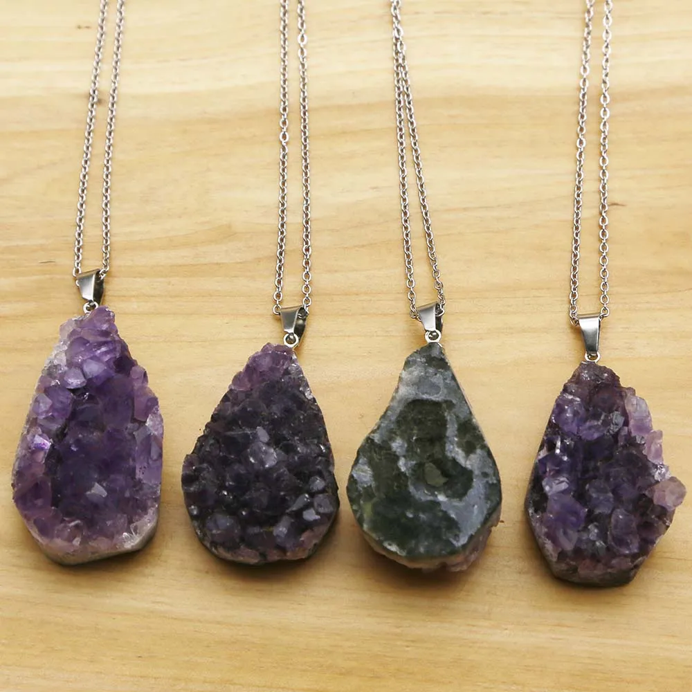 Selling Natural Stone Raw Ore Amethyst Water Drop Pendant Purple Crystal Necklace Reiki Charm DIY Jewelry Making Accessories 1PC
Selling Natural Stone Raw Ore Amethyst Water Drop Pendant Purple Crystal Necklace Reiki Charm DIY Jewelry Making Accessories 1PC
