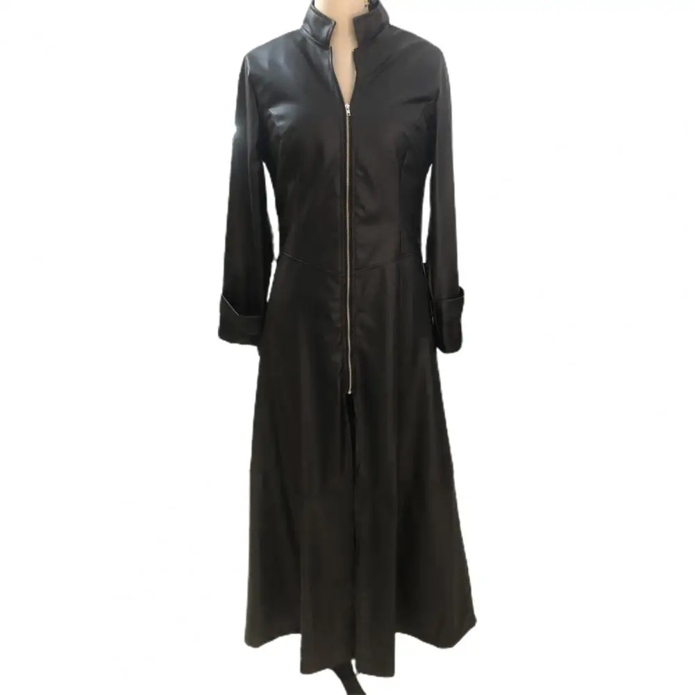 Autumn Jacket Smooth Surface Faux Leather Maxi Length Ankle Length Tight Waist Autumn Jacket Lady Autumn Coat for Shopping
Autumn Jacket Smooth Surface Faux Leather Maxi Length Ankle Length Tight Waist Autumn Jacket Lady Autumn Coat for Shopping