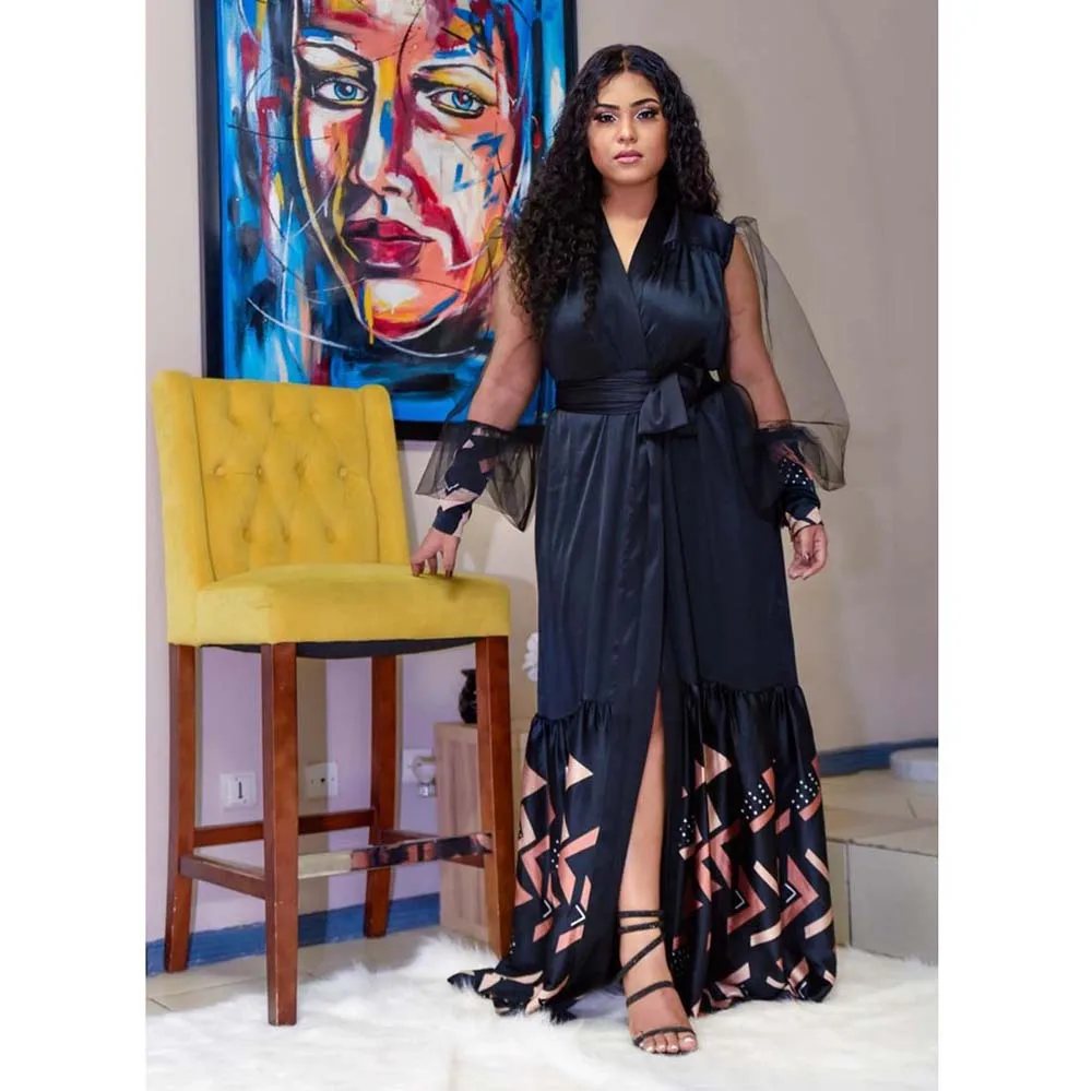 Fashion Dress Patchwork Mesh Sleeves V-neck New Printed Office Lady Business Casual Dress Spring Summer 2022 Africa Party Dress
Fashion Dress Patchwork Mesh Sleeves V-neck New Printed Office Lady Business Casual Dress Spring Summer 2022 Africa Party Dress