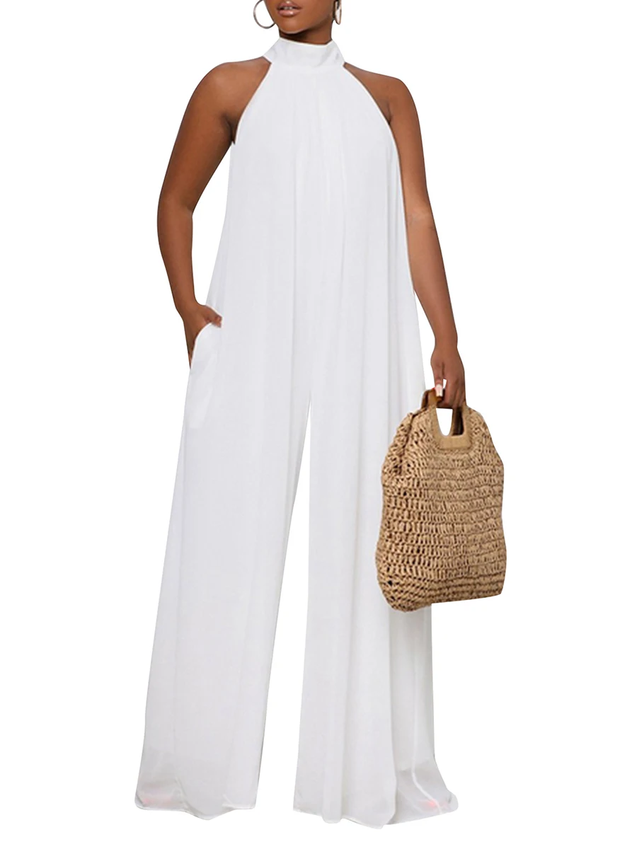 Jumpsuits for Women s Chiffon Halter Neck Sleeveless Off Shoulder Wide Leg Romper Solid Color Outfits
Jumpsuits for Women s Chiffon Halter Neck Sleeveless Off Shoulder Wide Leg Romper Solid Color Outfits