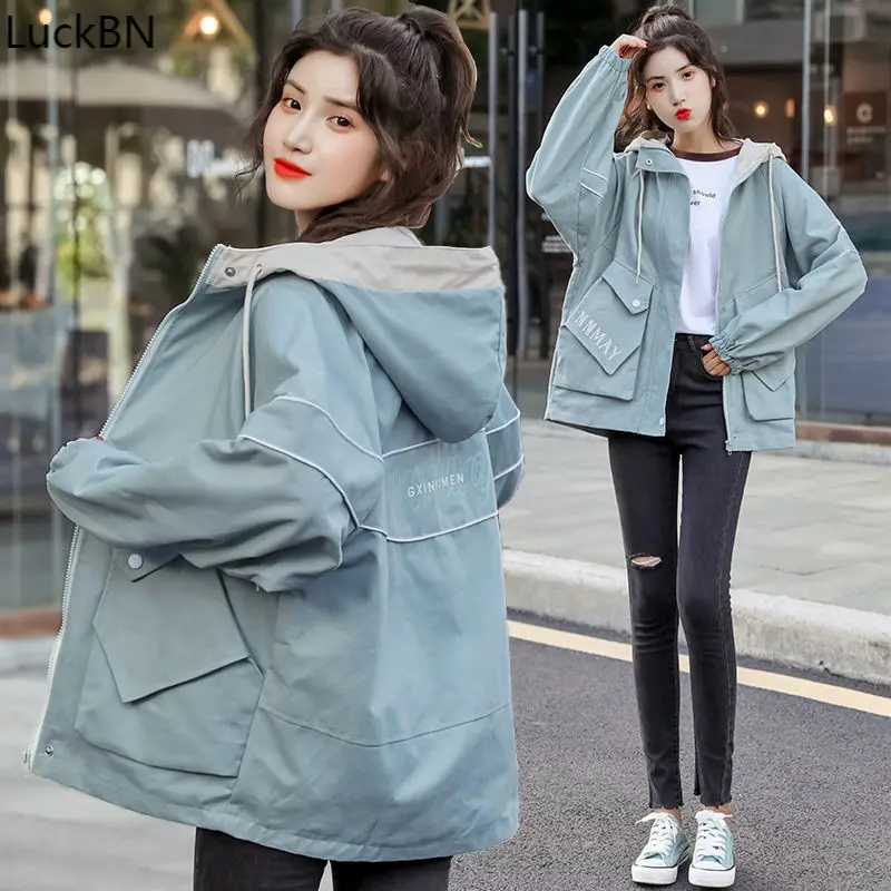 2021 Autumn Women's New Tooling Jacket Female Korean Version Loose and Versatile Student Hooded Windbreaker Women coat S-3XL
2021 Autumn Women's New Tooling Jacket Female Korean Version Loose and Versatile Student Hooded Windbreaker Women coat S-3XL