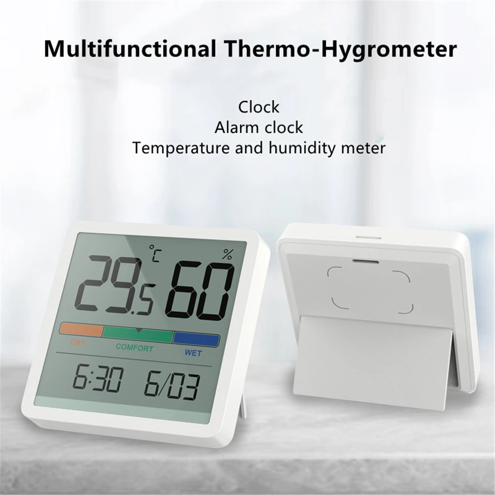 Digital Mini Temperature Humidity Meter Indoor Thermometer Hygrometer with Alarm Clock Date Time Thermometer Humidity Monitor
Digital Mini Temperature Humidity Meter Indoor Thermometer Hygrometer with Alarm Clock Date Time Thermometer Humidity Monitor