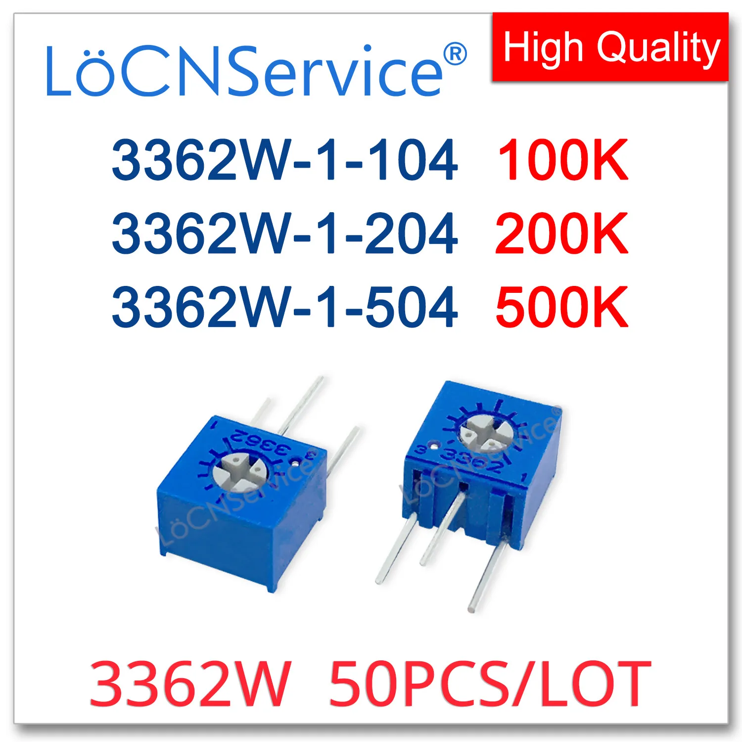

3362W 50PCS 100K 200K 500K Trimming Potentiometer Made in China High Quality 3362W-1-104 3362W-1-204 3362W-1-504 104 204 504